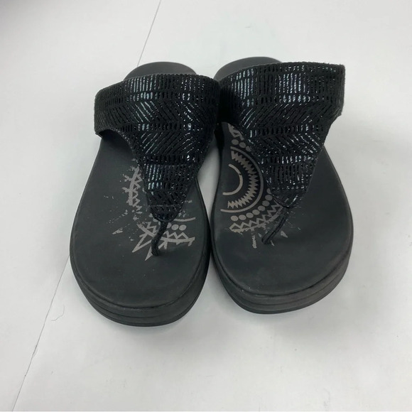 Skechers Womens 9 Black Shimmer Thong Platform Sandals - Picture 5 of 7